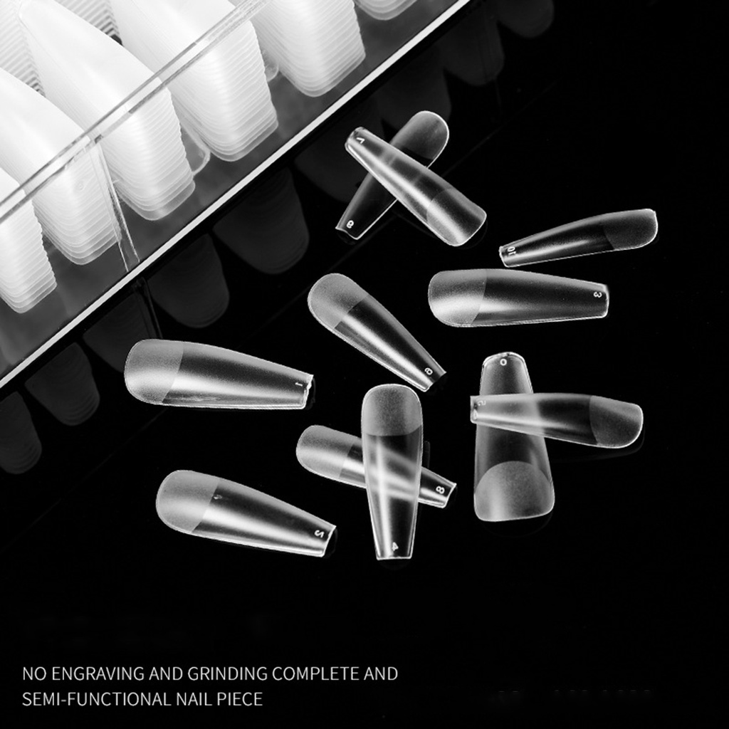 Set 120 Móng Tay Giả Nối Dài Che Nửa Khuôn Mặt Hình Giọt Nước Trong Suốt