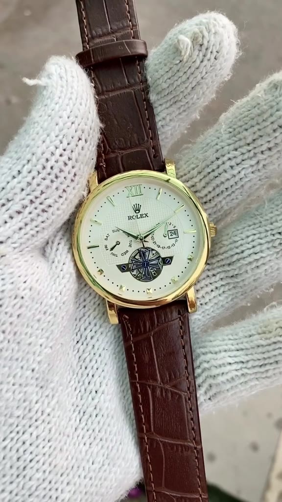 Đồng hồ đeo tay nam Rolex dây da full kim có lịch đẳng cấp sang trọng, Đồng hồ viền thép chống nước gỉ sét chất lượng | BigBuy360 - bigbuy360.vn