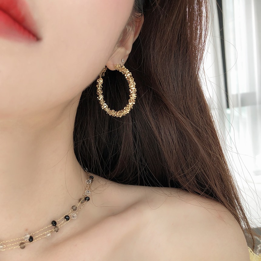 Bông tai mạ bạc 925 hình chữ C phong cách Hàn Quốc