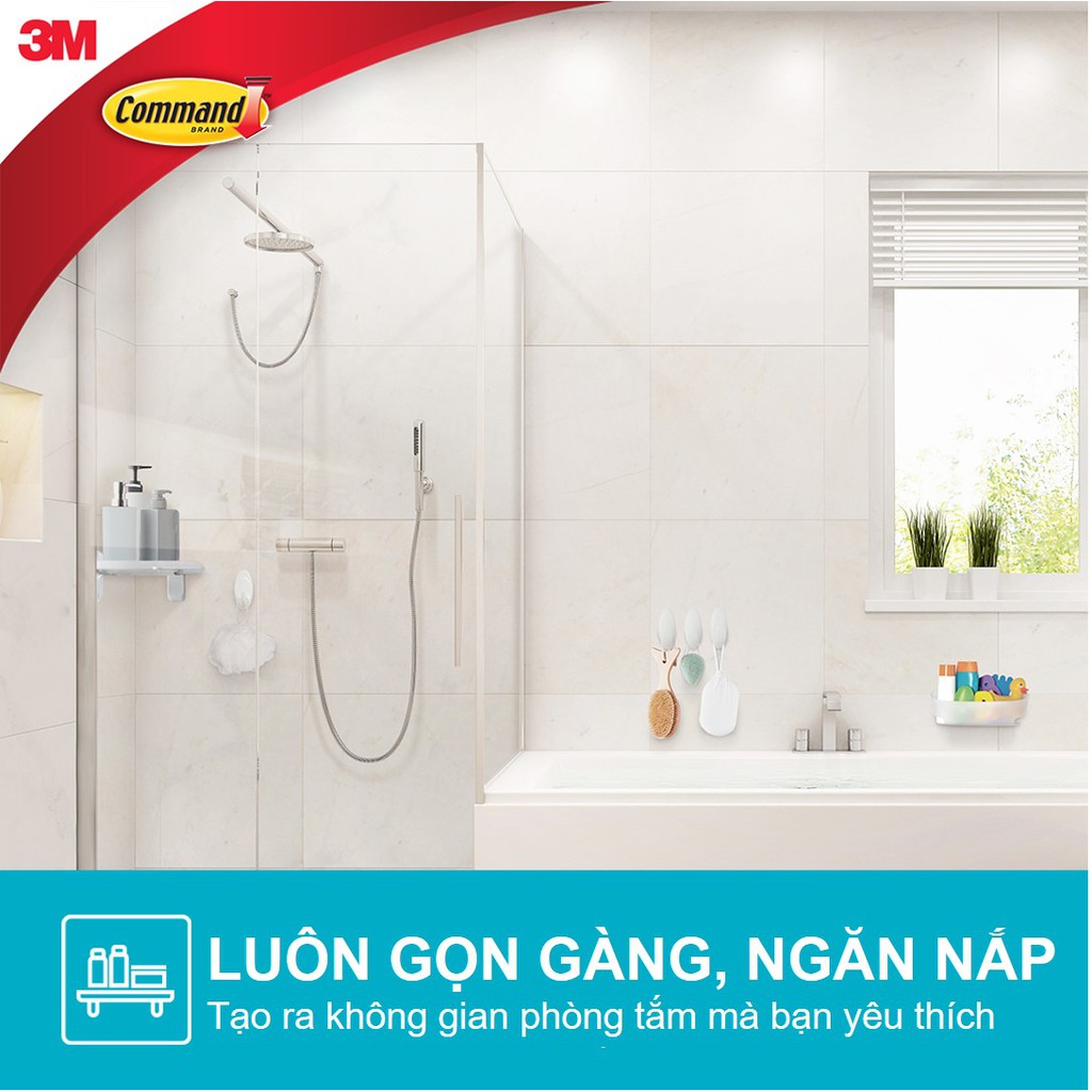 Móc dán tường chống thấm nước Command 3M vỉ 2 cái cỡ vừa chịu lực 1.3kg BATH18