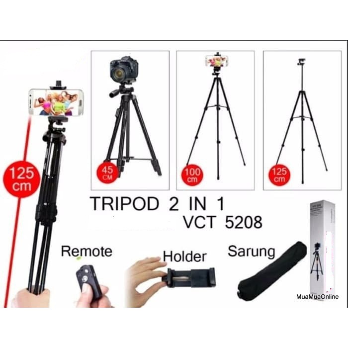 Chân Giá Đỡ Điện Thoại, Máy Ảnh Tripod VCT 5208 + Tặng Kèm Giá Đỡ Và Remote