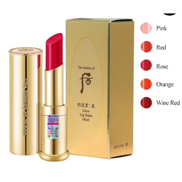 Son dưỡng môi hồng tự nhiên Whoo Mi Glow Lip Balm 3,3 màu đỏ, hồng, cam/ Ohui công ty chính hãng - quà tặng phụ nữ