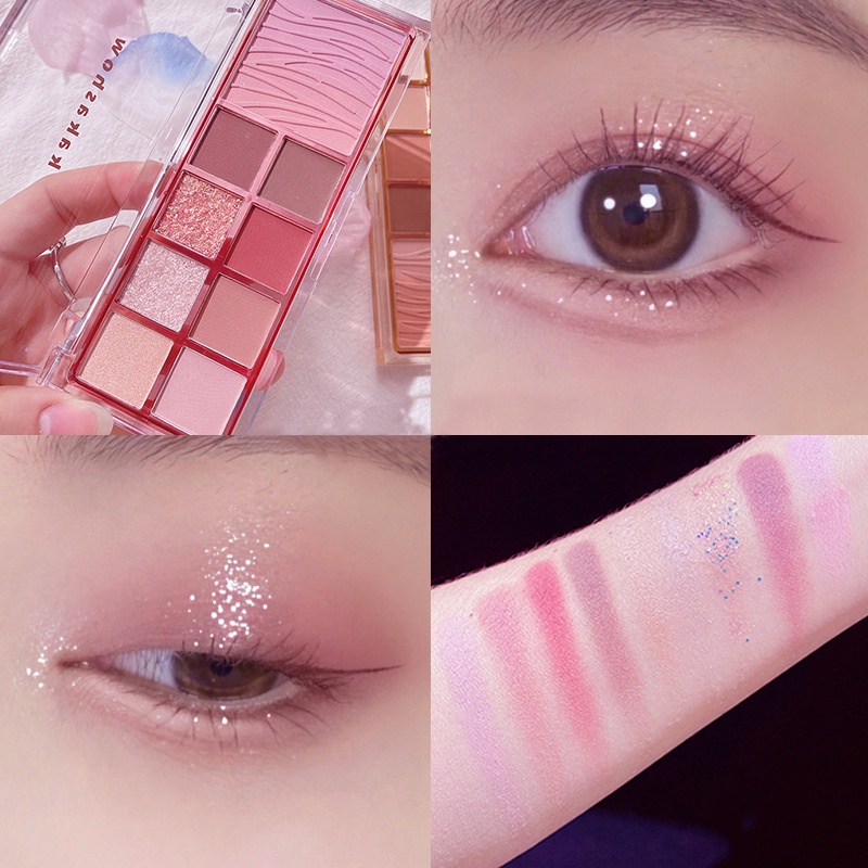 Bảng Phấn Mắt 9 Màu Sắc Hiệu Ứng Lì/ Ánh Nhũ Chống Nước Lên Màu Cực Chuẩn