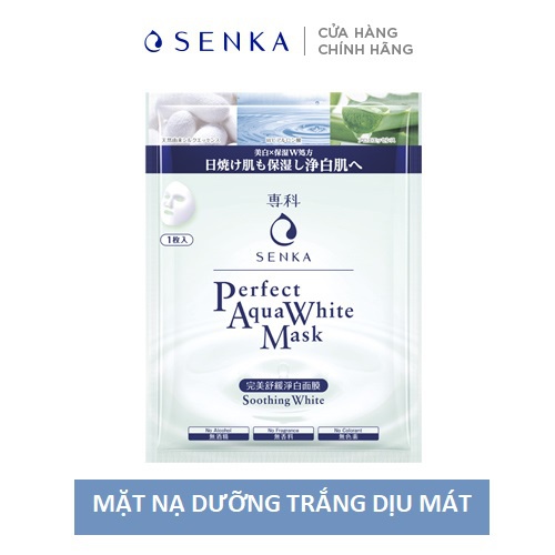 Mặt nạ dưỡng trắng dịu mát da Senka Perfect Aqua Soothing White Mask 23g | BigBuy360 - bigbuy360.vn