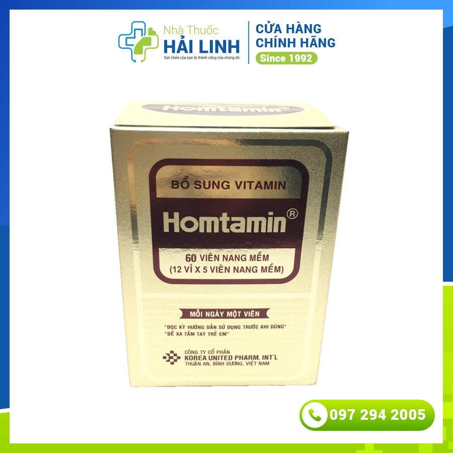 [CHÍNH HÃNG] Homtamin không có sâm hộp 12 vỉ x 5 viên