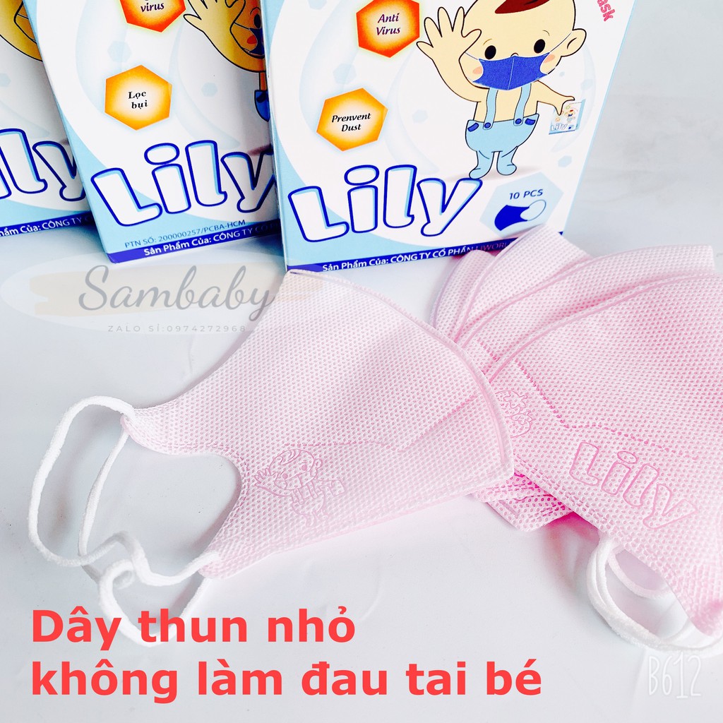 Khẩu Trang Y tế LILY Cho Bé Hộp 10 Cái Siêu Mềm Kháng Khuẩn,Chống Bụi Hộp 10 Cái-CHÍNH HÃNG