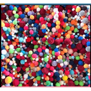 (p143-4) gói 50-100 hạt pompom lộn xộn ngẫu nhiên màu & size