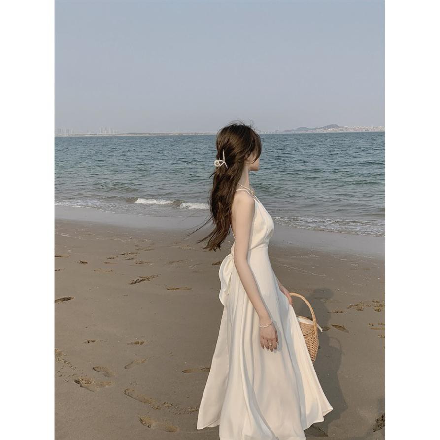 [OD] Váy maxi trắng hở lưng siêu xinh đi biển du lịch mùa hè 2021
