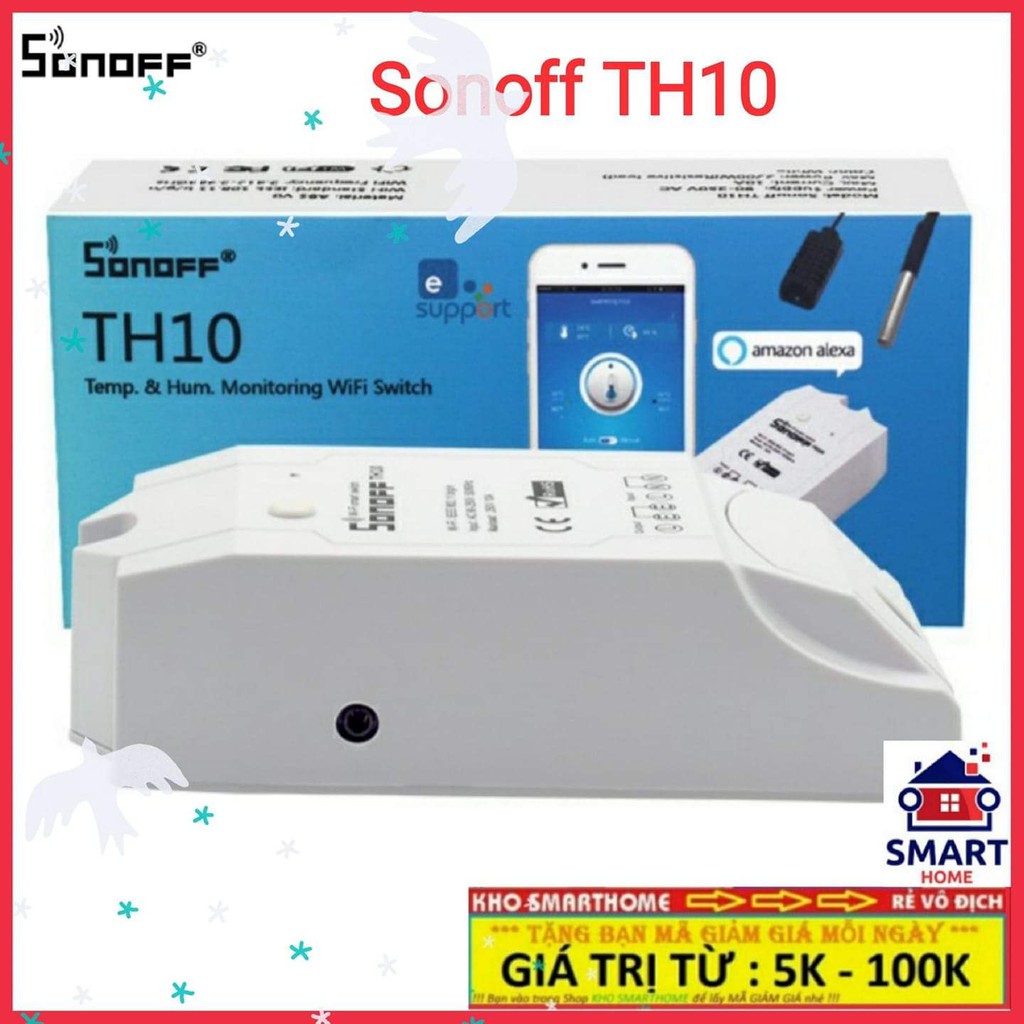 SONOFF TH10 (chịu tải 10A), công tắc WIFI, điều khiển từ xa, có hỗ trợ cảm biến nhiệt, độ ẩm