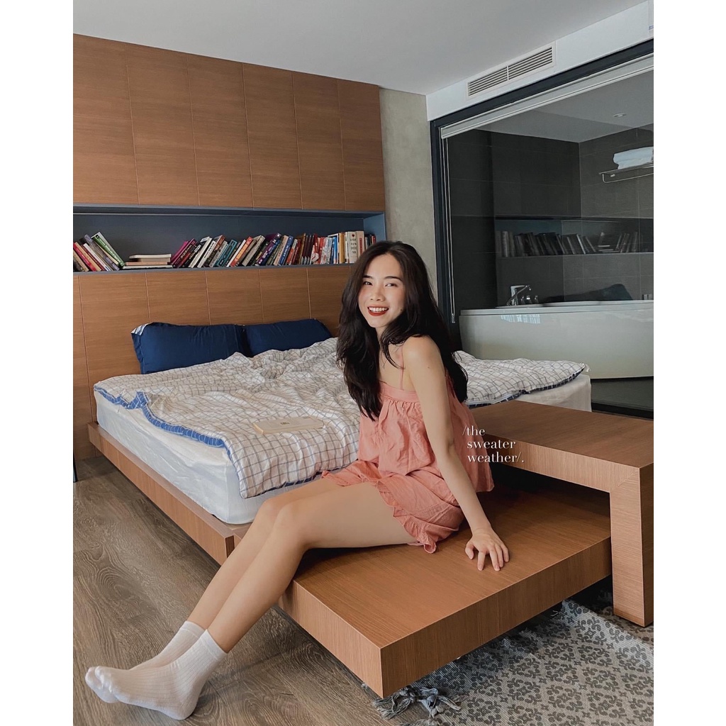 [C377] Bộ ngủ 2 dây chất đũi xước nhiều màu - Set bộ đồ ngủ nữ áo 2 dây quần short freesize phom suông mặc nhà