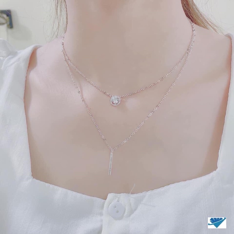 Dây chuyền nữ bạc đẹp mẫu mới 2 tầng trẻ trung sang trọng  - Kho sỉ bạc Nhất Linh