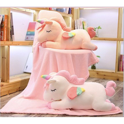 [Mã LIFE1404ALL giảm 10% đơn 50K] Bộ chăn gối 3 in 1 thú bông ngựa UNICORN vải siêu mềm mịn co giãn 4 chiều