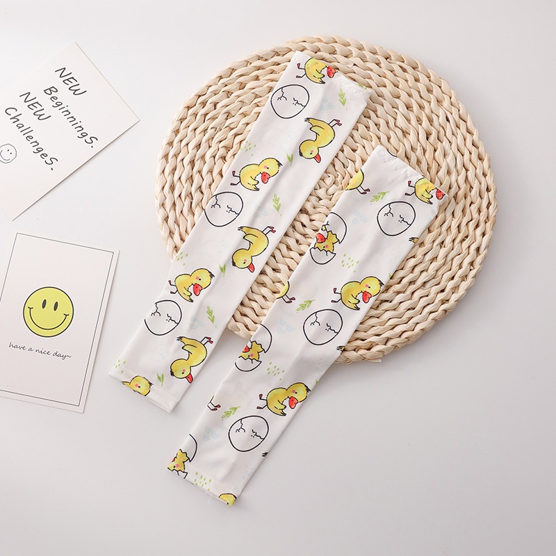 Găng Tay Chống Nắng Chống Tia UV Bằng Lụa Lạnh Họa Tiết Hoạt Hình Dễ Thương Cho Bé