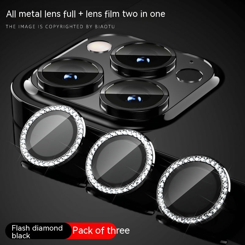 Bộ 3 Nắp Bảo Vệ Ống Kính Máy Ảnh Bằng Kim Loại Cho iPhone 15 Pro Max 14 Pro Max 13 Pro Max 11 12mini 12 Pro Max 13 Mini