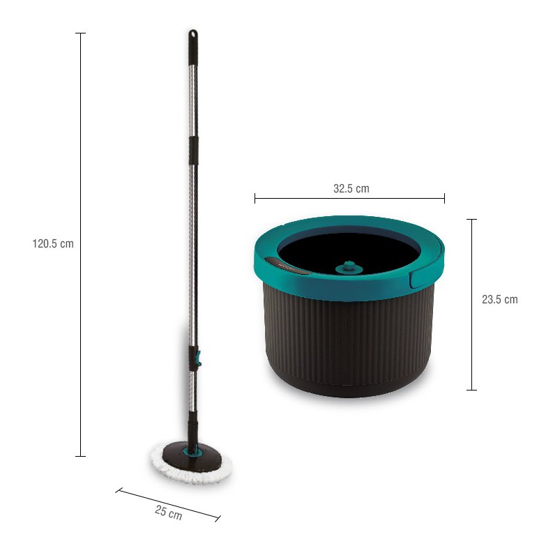 Bộ Cây Lau Nhà 360 độ Lock&amp;Lock BLU-GRY-VN-MOP HPP345S2 - Tặng Kèm 2 bông lau thay thế - Hàng Chính Hãng