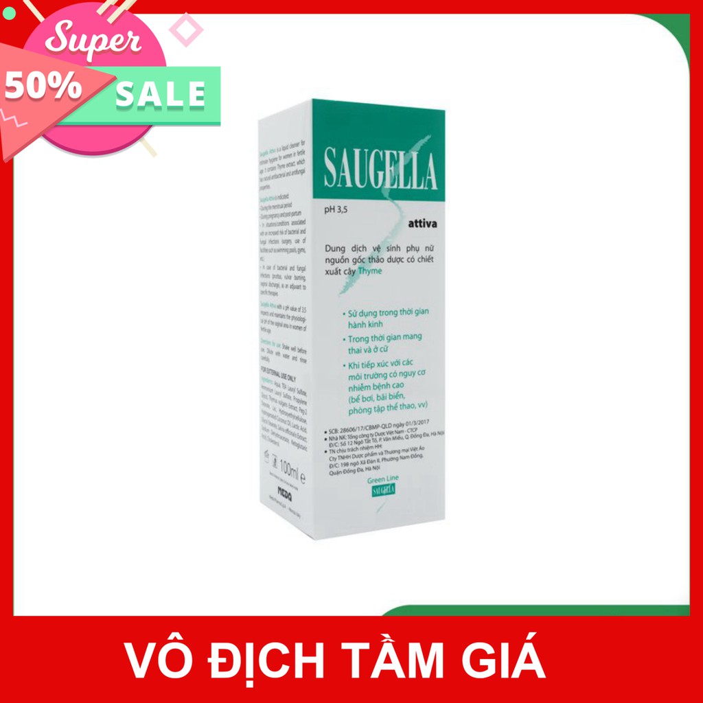 [CHÍNH HÃNG] Dung dịch vệ sinh phụ nữ Saugella Attiva Ý 100ml