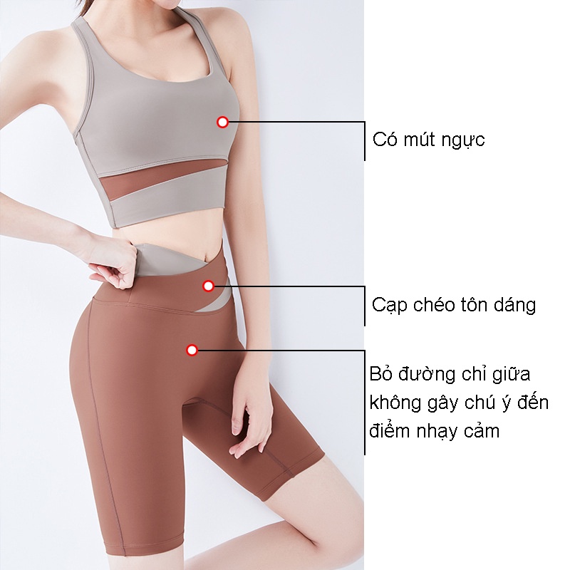 Sét Lửng Tập Gym Yoga Nữ Co Giãn 4 Chiều Thấm Hút Mồ Hôi Có Mút Ngực - SG2