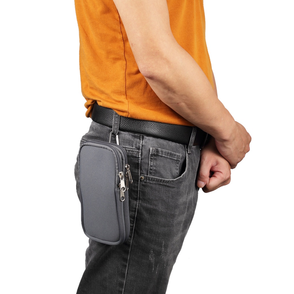 Túi điện thoại di động không thấm nước đeo thắt lưng có khóa carabiner đàn hồi chất liệu nylon