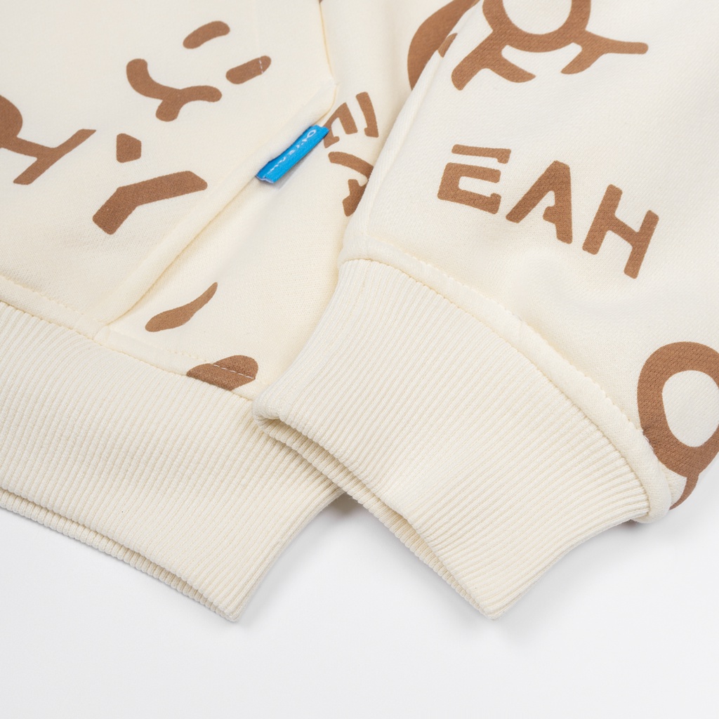 Áo Hoodie Zip 2 Lớp Unisex Local Brand OHYEAH LOGO - Kem / Nâu Cam