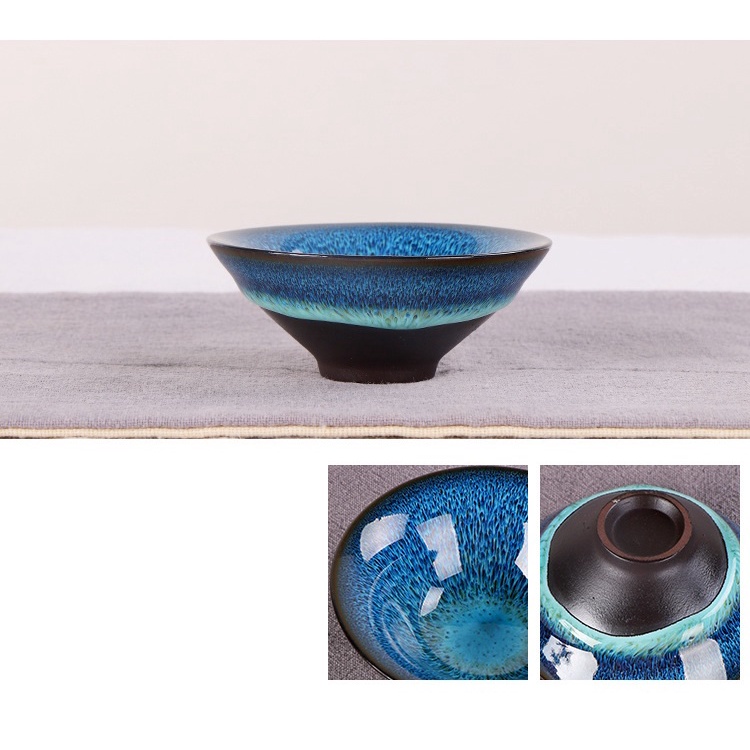 Bộ Ấm Chén Pha Trà Đạo Men Thiên Mục Lông Thỏ Hỏa Biến