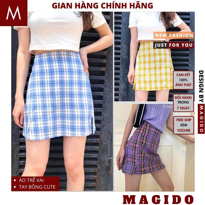 Chân Váy Chữ A Kẻ Caro 💚 Chân Váy Nữ Dáng Ngắn Kẻ Ô 2 Màu ,cực dễ thương phong cách bánh bèo vintage hot girl MAGIDO | BigBuy360 - bigbuy360.vn
