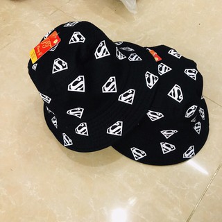 Nón bucket tai bèo superman đen thời trang