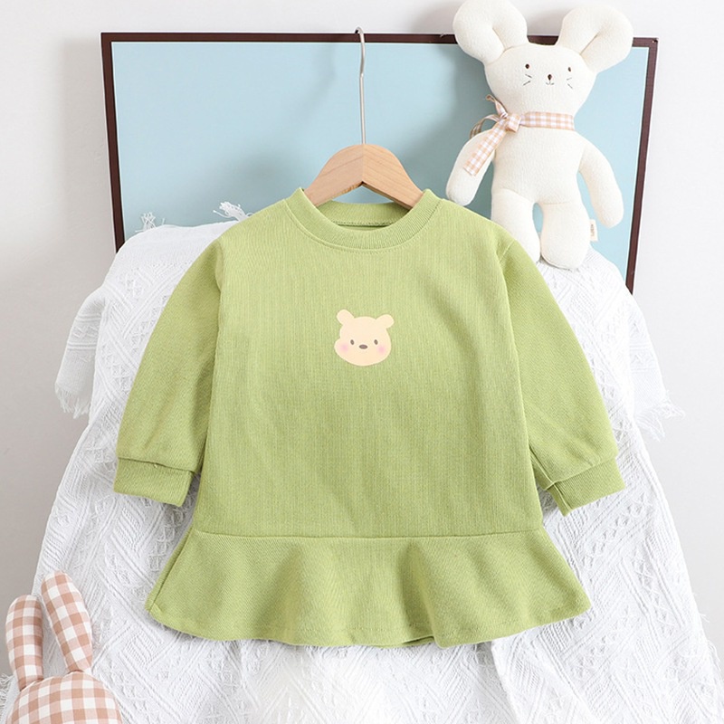Đầm sweater tay dài cổ tròn thời trang mùa thu cho bé gái