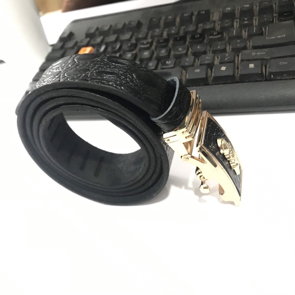 Thắt Lưng Dây Nịt Nam Da Bò Nguyên Tấm Dập Vân Cá Sấu Cao Cấp Thời Trang Khóa Tự Động JNM01