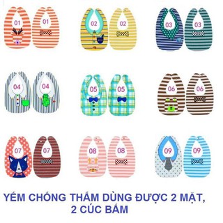 Yếm chống thấm 2 mặt, 2 cúc bấm cho bé