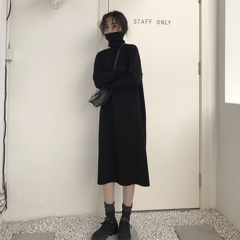 Đầm Nhung Dài Cổ Cao Thời Trang Thoải Mái Xinh Xắn Cho Nữ | BigBuy360 - bigbuy360.vn