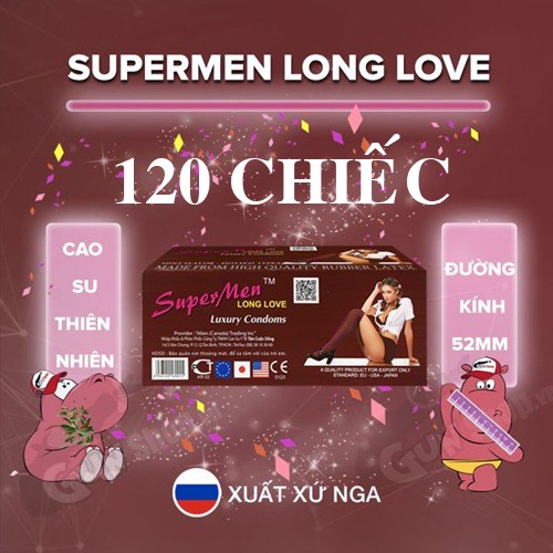 ( Hộp 120 chiếc ) Bao Cao Su Supermen Kéo Dài Thời Gian Quan Hệ (Hương Bạc Hà)