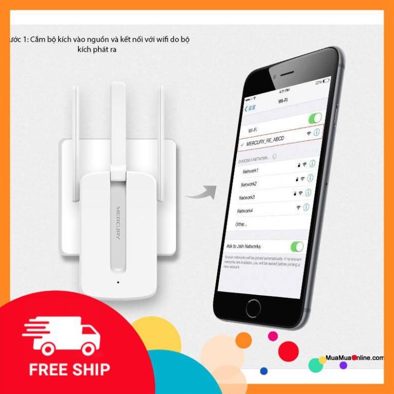 💥XẢ HÀNG💥 Bộ Kích Sóng Wifi 3 Râu Mercury 300Mbps Cực Mạnh