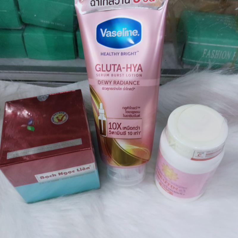 combo dưỡng  trắng da tuyệt đỉnh  bạch ngọc liên .vaselin và abutin