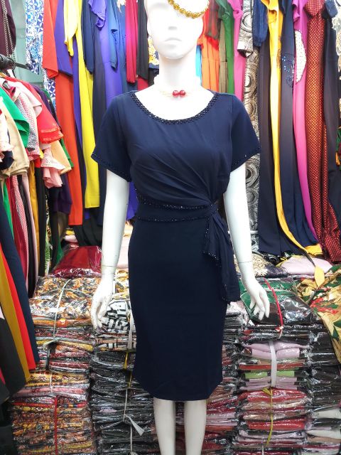 Đầm dự tiệc trung niên sang trọng thiết kế BM đầm dáng suôn ôm nhẹ