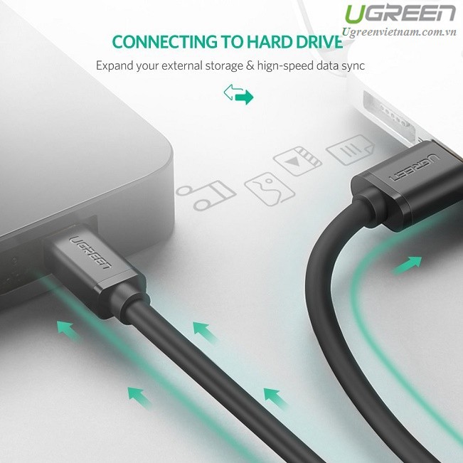 Cáp USB 2.0 to USB Mini mạ vàng Chính hãng Ugreen