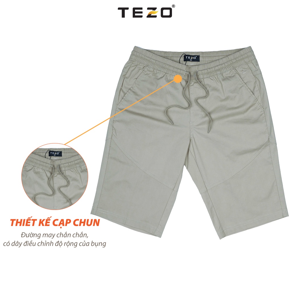 Quần short nam kaki chun cạp dây luồn Tezo thoải mái năng động 2202QNKB06