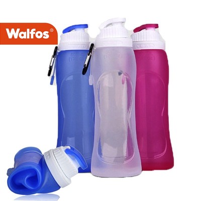 Bình nước thể thao WALFOS silicone gấp gọn lại được thiết kế sáng tạo 500ml