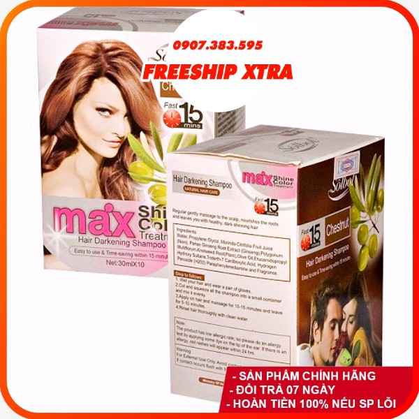 (Hot) 10 Gói Gội Là Nâu Max Shine Color + Tặng Bao Tay (Phủ Bạc) | BigBuy360 - bigbuy360.vn