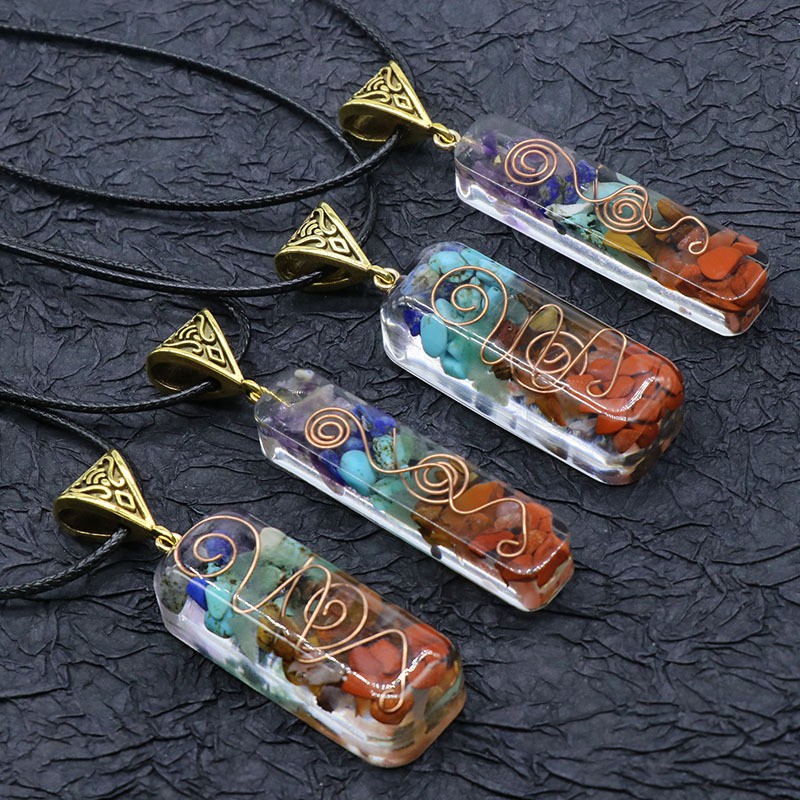 Mặt dây chuyền Orgonite Chakra Necklace 7 Luân Xạ Reiki