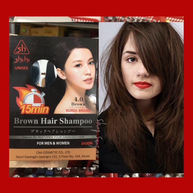 Gội Nhộm Phủ Bạc- Nâu Đen Hàn Quốc Brown Hair Shampoo Tặng Bao Tay