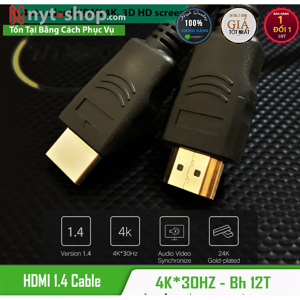 [Mã ELHACE giảm 4% đơn 300K] Cáp HDMI 1.4 Đen Dẻo XỊN Dễ Luồn Lách - Support 4K*30hz Bảo Hành 12 Tháng