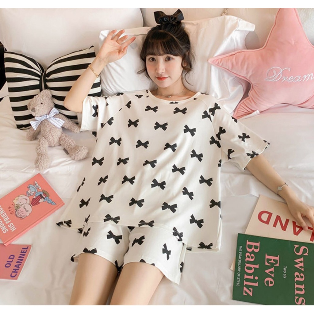 Bộ đồ mặc ở nhà dành cho nữ nhiều hoạ tiết dễ thương chất cotton co dãn thoải mái
