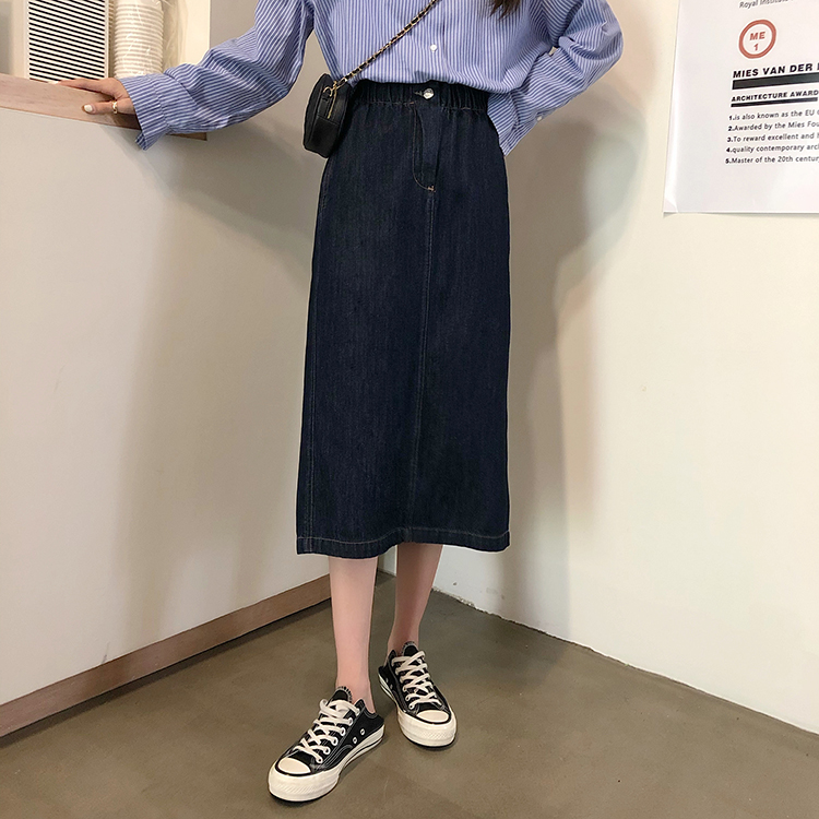 Chân váy jean dáng chữ A eo cao thanh lịch cho nữ 37127