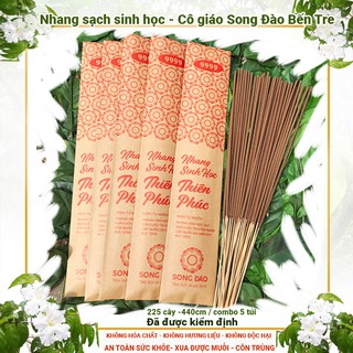 [NHANG SẠCH CÔ GIÁO làm từ lá quao thảo dược  ] Nhang sinh học Thiên Phúc cô giáo Song Đào Bến Tre chính hãng / Combo 5