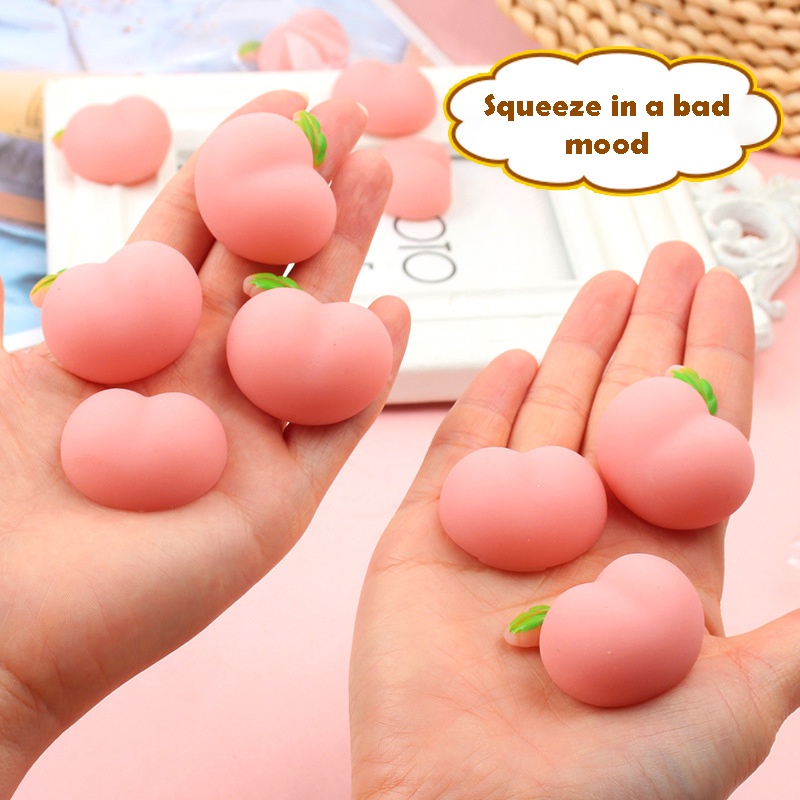 Siêu dễ thương Silicone màu hồng đào Đồ chơi Bóp dành cho Người lớn Trẻ em Căng thẳng Giảm căng thẳng Đồ chơi Thần tài Giải nén Trang trí Thiết bị