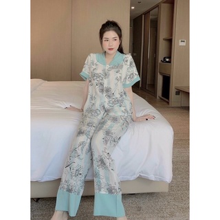 Pijama Tay Ngắn Quần Dài Vải Lụa Mango