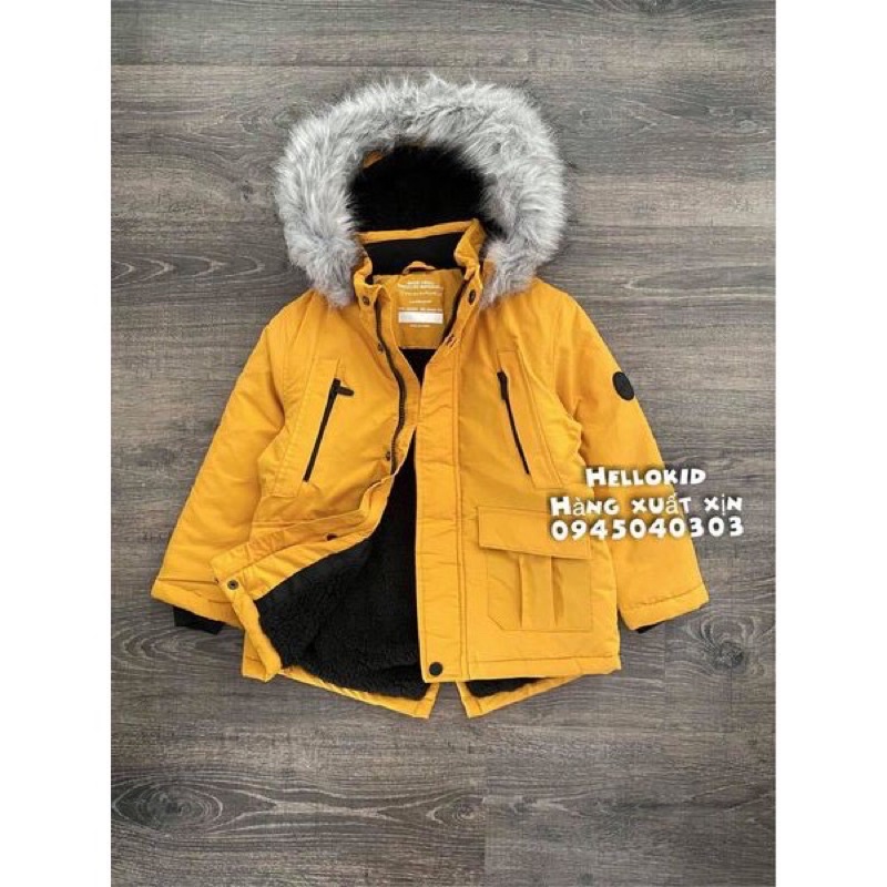 ÁO PARKA VÀNG MÙ TẠT LÓT LÔNG CỪU CHO BÉ
