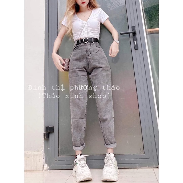 Quần baggy jean nắp bọ xám đen mã 086, hình thật 100%