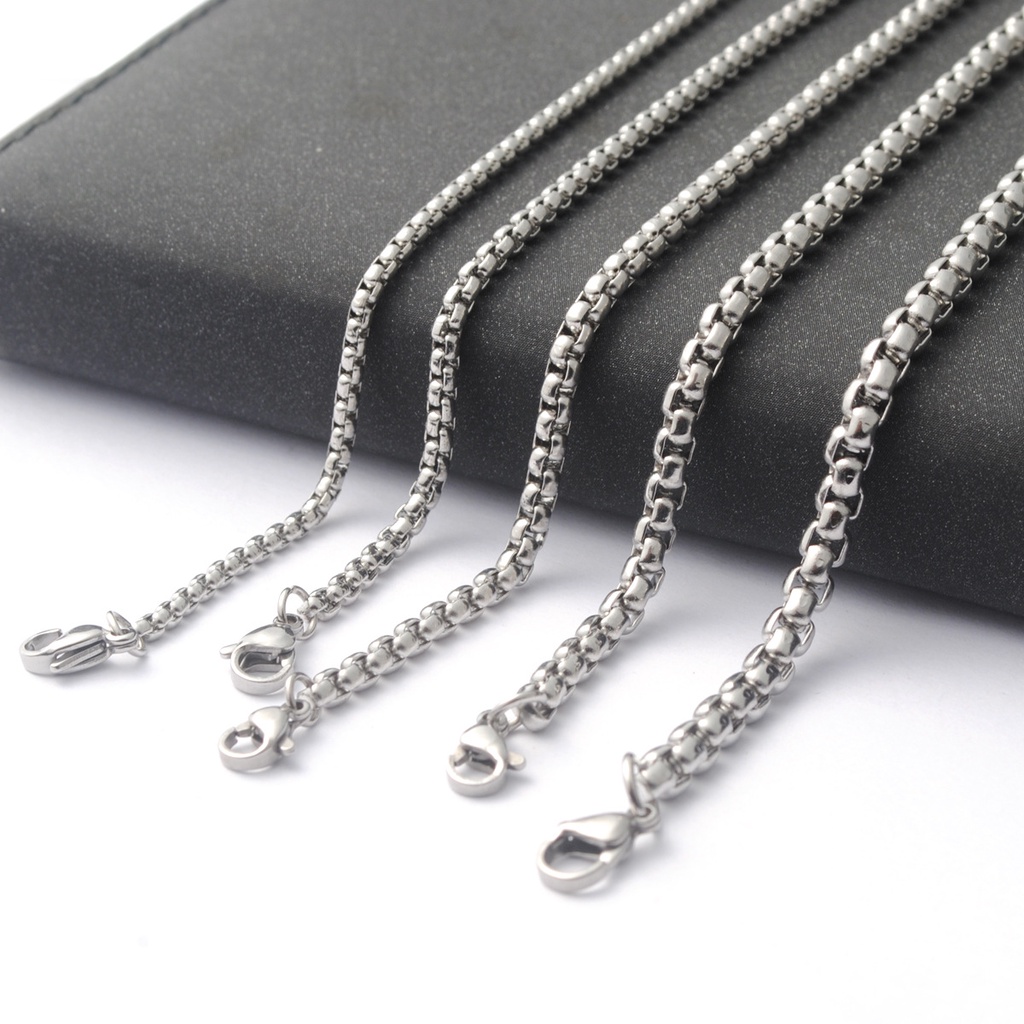 Dây Chuyền 3mm Bằng Thép Không Gỉ 45 / 50 / 55 / 60 / 65 / 70cm Dành Cho Nam Và Nữ