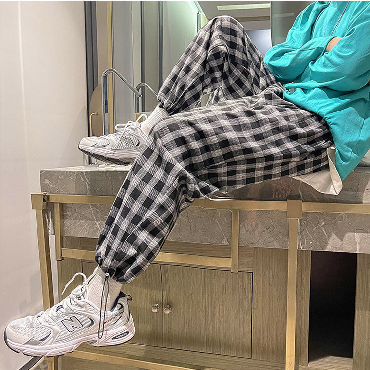 quần ống rộng Lưng Cao Kẻ Sọc Caro 5 Màu Lựa Chọn Cho Nữ